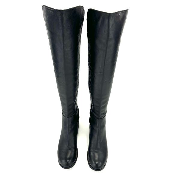 Report Abbott Black 5050 Over The Knee Boot Size 8.5 Leather Low Heel Round Toe - Picture 10 of 13